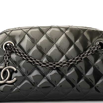 Chanel Patent Quilted Small Just Mademoiselle Bowling Bag Grey Black 8 of 11