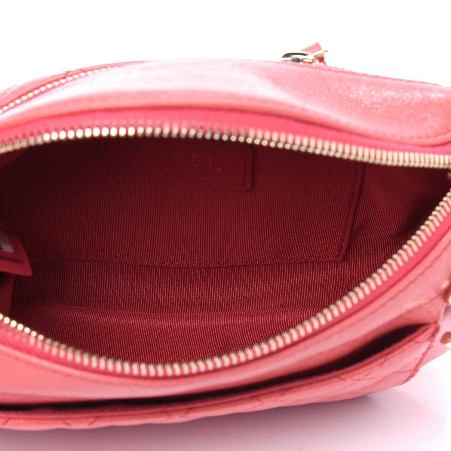 Chanel Crumpled Glazed Lambskin Quilted Waist Bag Fanny Pack Pink 4 of 12