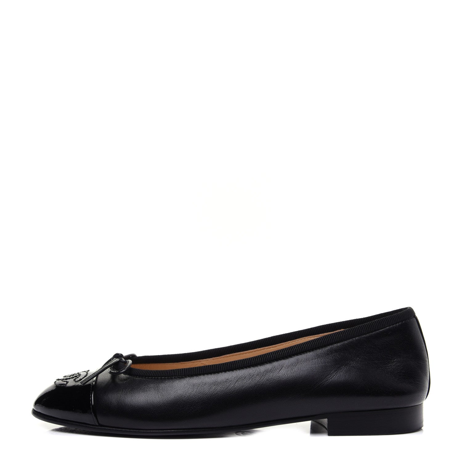 Chanel Lambskin Patent Calfskin CC Cap Toe Ballerina Flats 36 Black 1 of 14