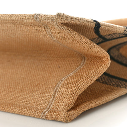Christian Dior Canvas Jute Embroidered Medium Book Tote Black Beige 9 of 10