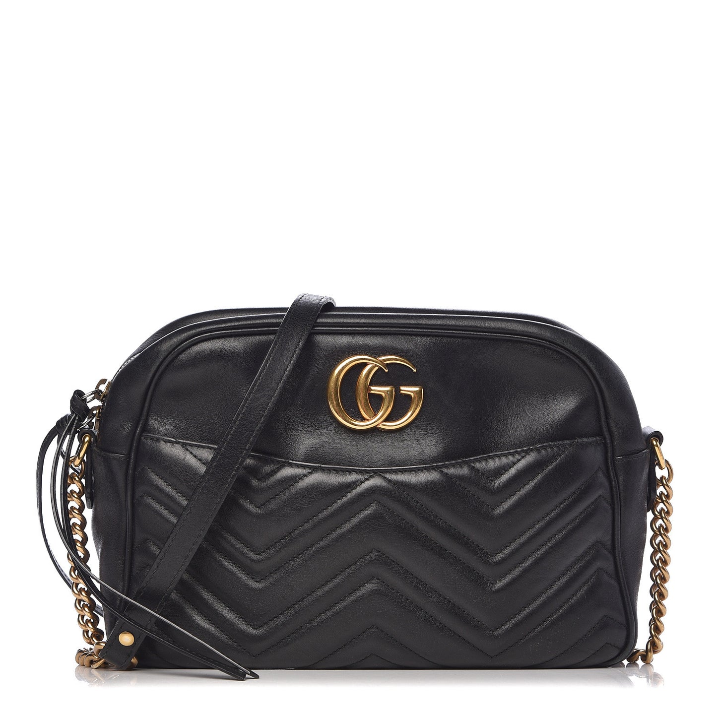 Calfskin Matelasse Medium GG Marmont Chain Shoulder Bag Black