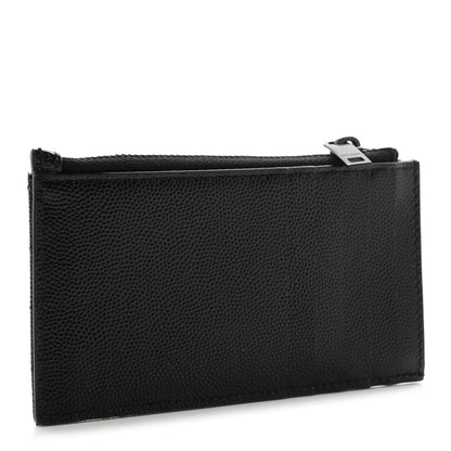 Saint Laurent Grain De Poudre Matelasse Chevron Monochrome Fragments Zippered Card Case Black 3 of 8
