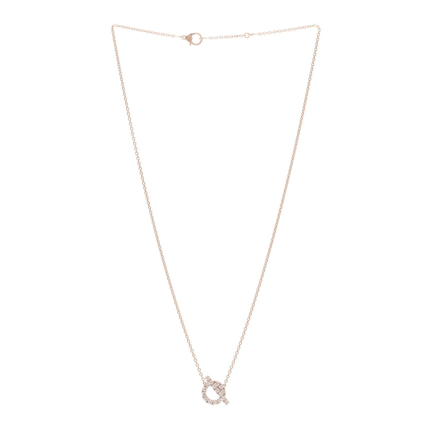 Hermes 18K Rose Gold Diamond Finesse Pendant Necklace 3 of 5