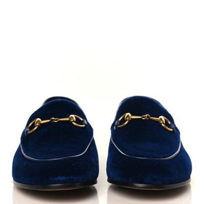Gucci Velvet Horsebit Womens Jordaan Loafers 36.5 Blue Cobalt 2 of 8