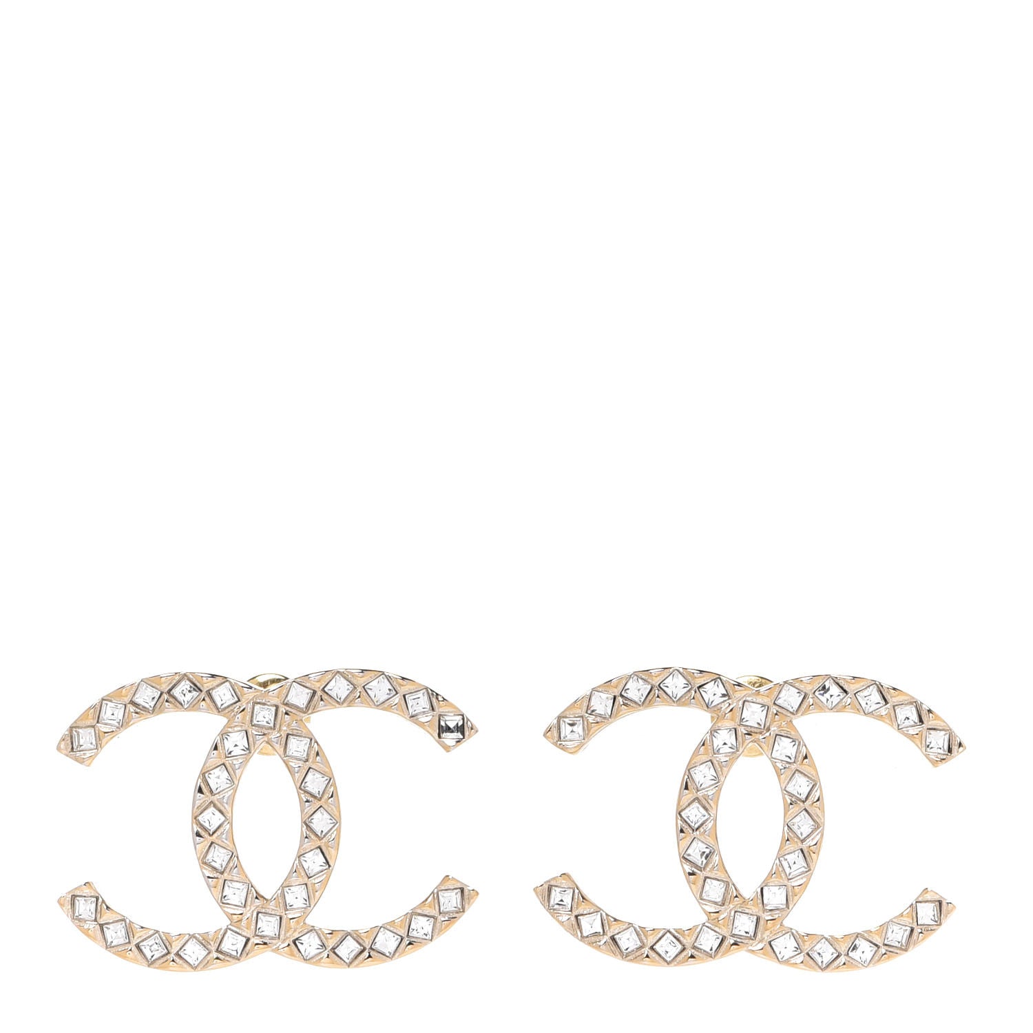 Chanel Baguette Crystal High Society CC Earrings Gold 1 of 5