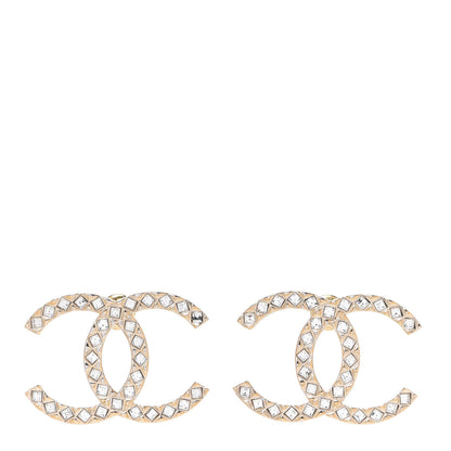 Chanel Baguette Crystal High Society CC Earrings Gold 1 of 5