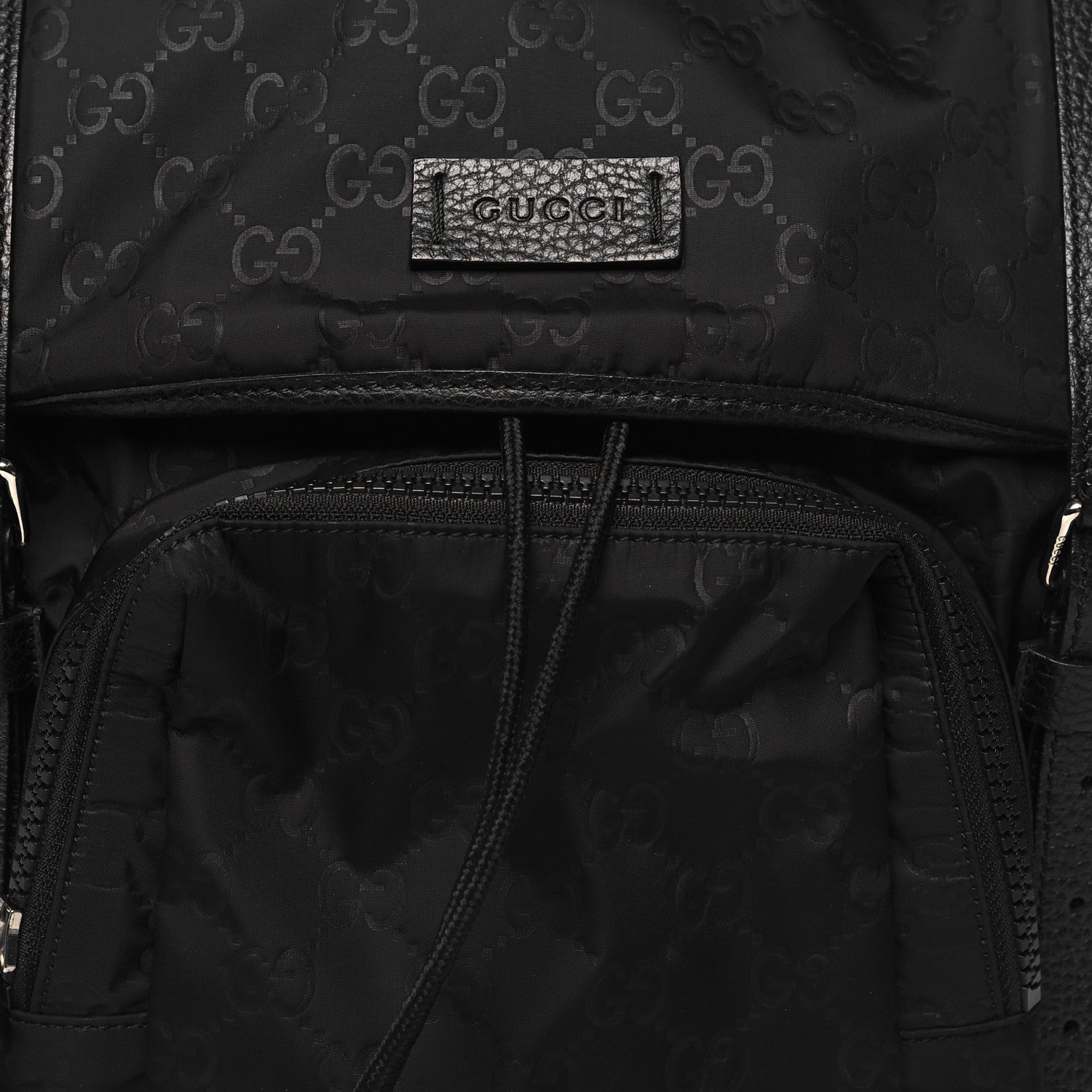 Gucci Nylon Monogram Medium Light Double Buckle Backpack Black 8 of 10