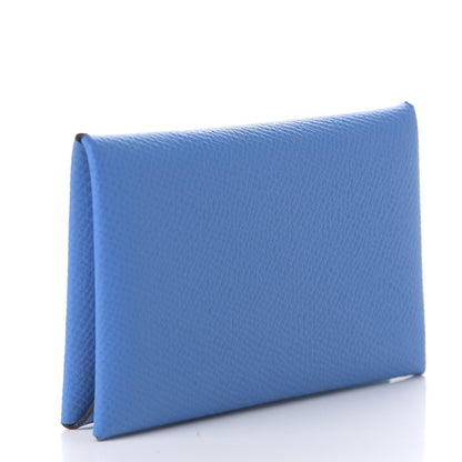 Hermes Epsom Calvi Card Case Bleu Zellige 3 of 6