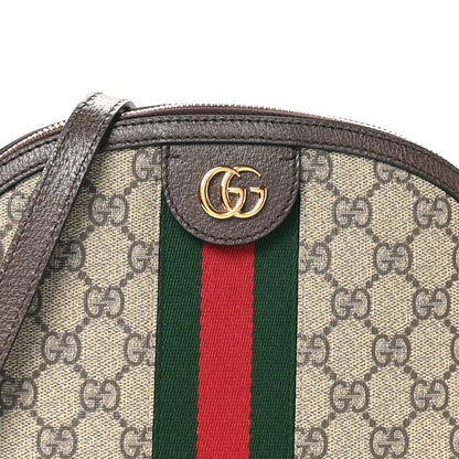 Gucci GG Supreme Monogram Textured Dollar Calfskin Web Small Ophidia Dome Shoulder Bag Beige Ebony New Acero 8 of 10
