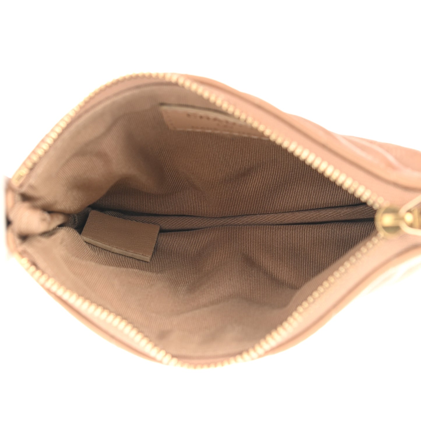 Flat Chevron Quilted Small Cosmetic Case Beige