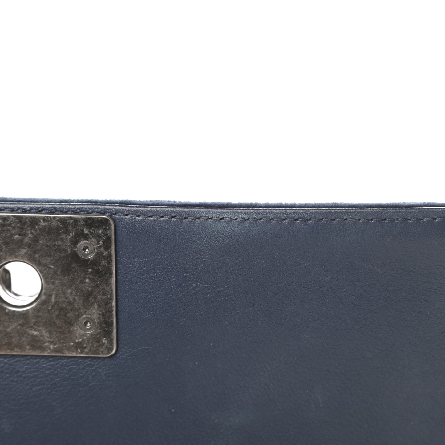 Velvet Tweed Quilted Medium Boy Flap Dark Navy Blue