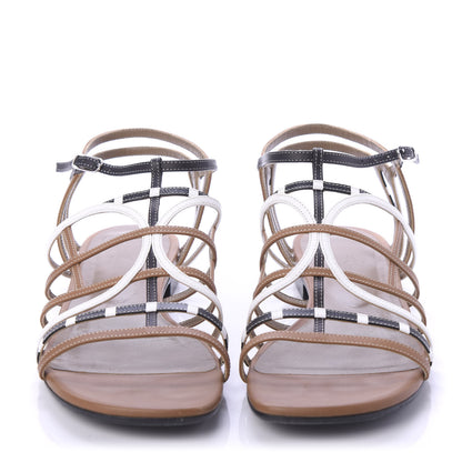 Hermes Calfskin Rapido Sandals 39 Palissandre White Black 2 of 7