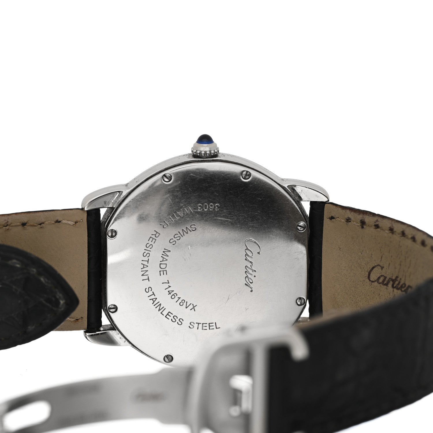 Cartier Stainless Steel Alligator 36mm Ronde Solo Quartz Watch 4 of 5
