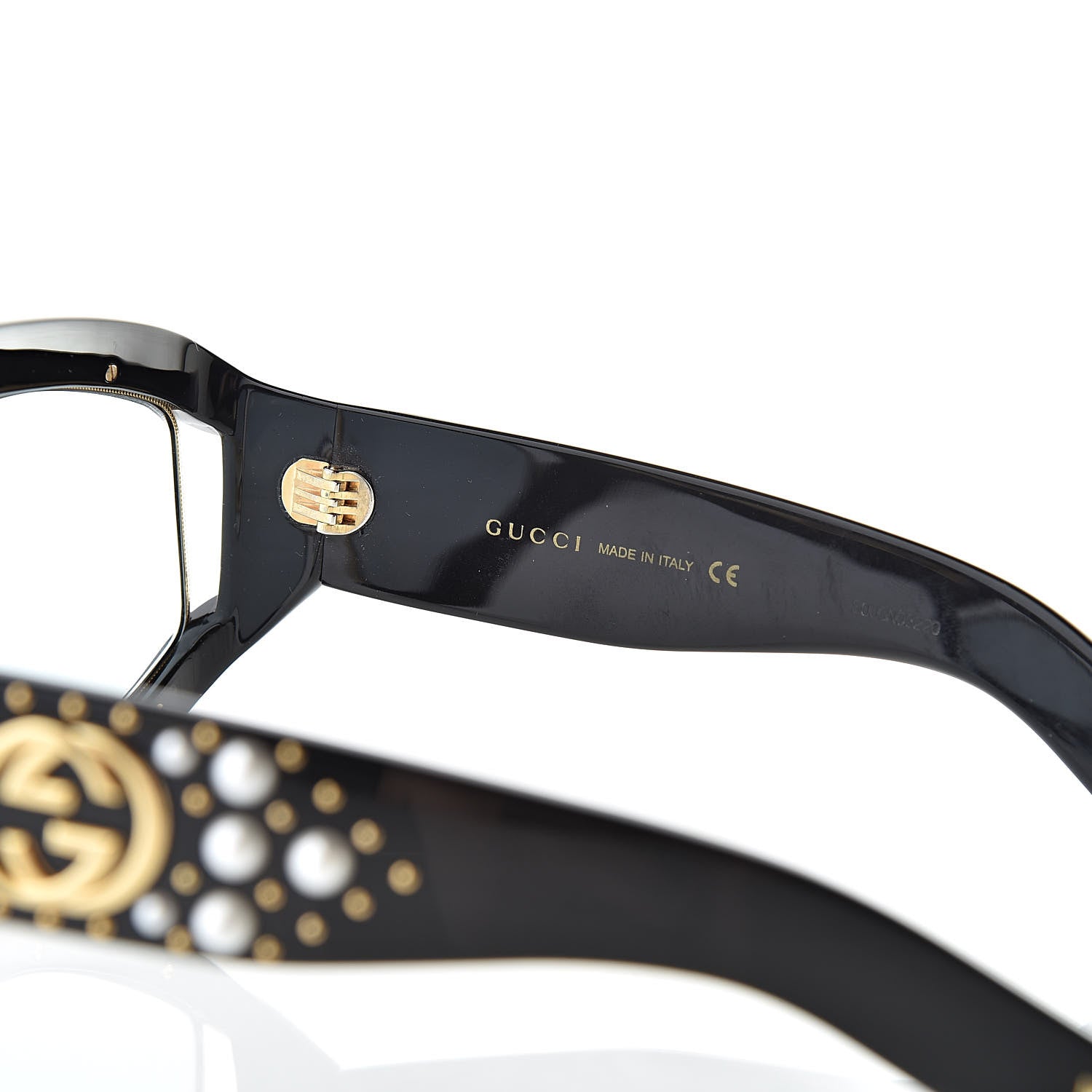 Gucci Acetate Pearl Rectangular Frame Sunglasses GG0234S Black 6 of 8
