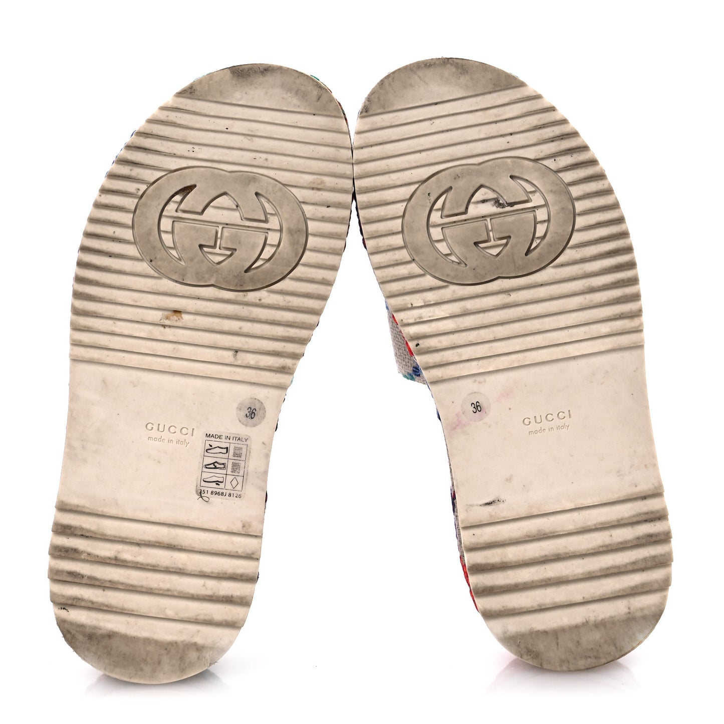 Linen Psychedelic Mini GG Monogram Angelina Platform 55mm Slide Sandals 36 Multicolor