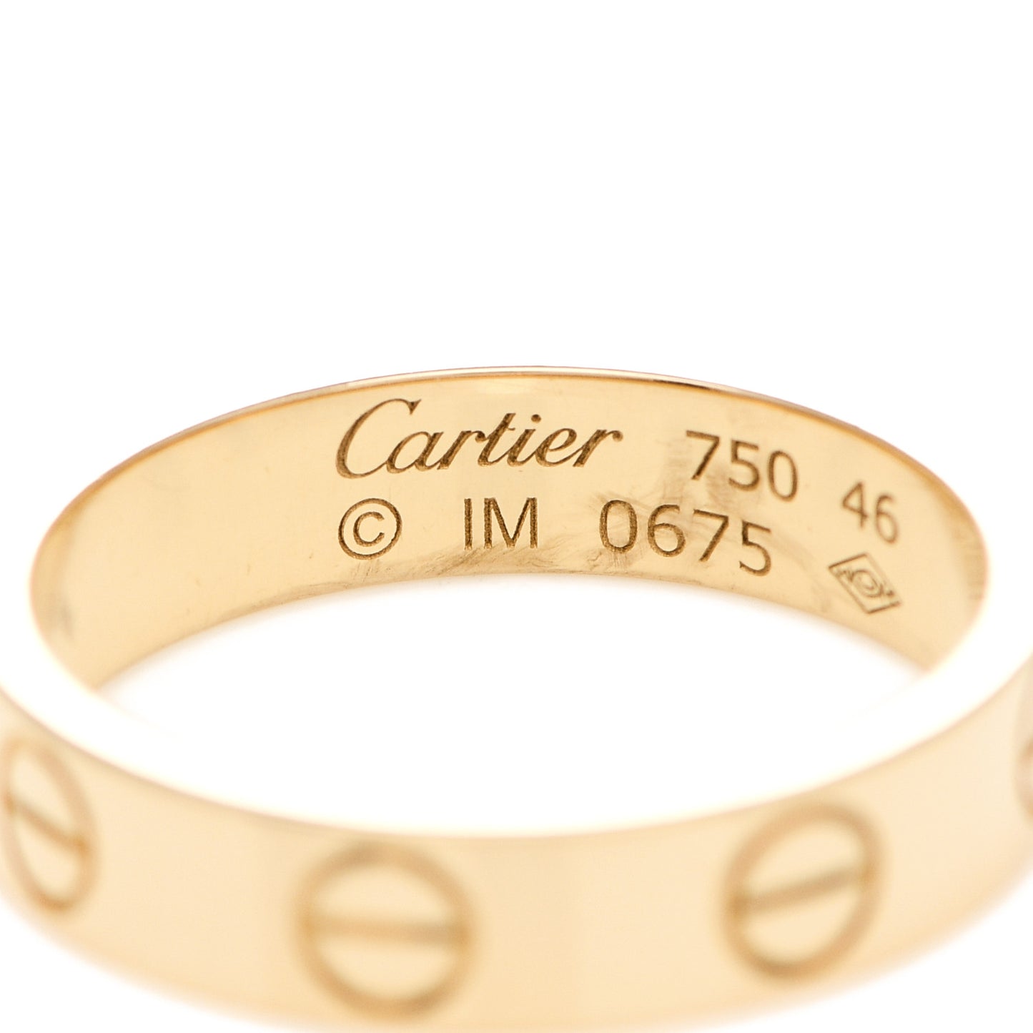 18K Yellow Gold 3.5mm LOVE Wedding Band Ring 46 3.75