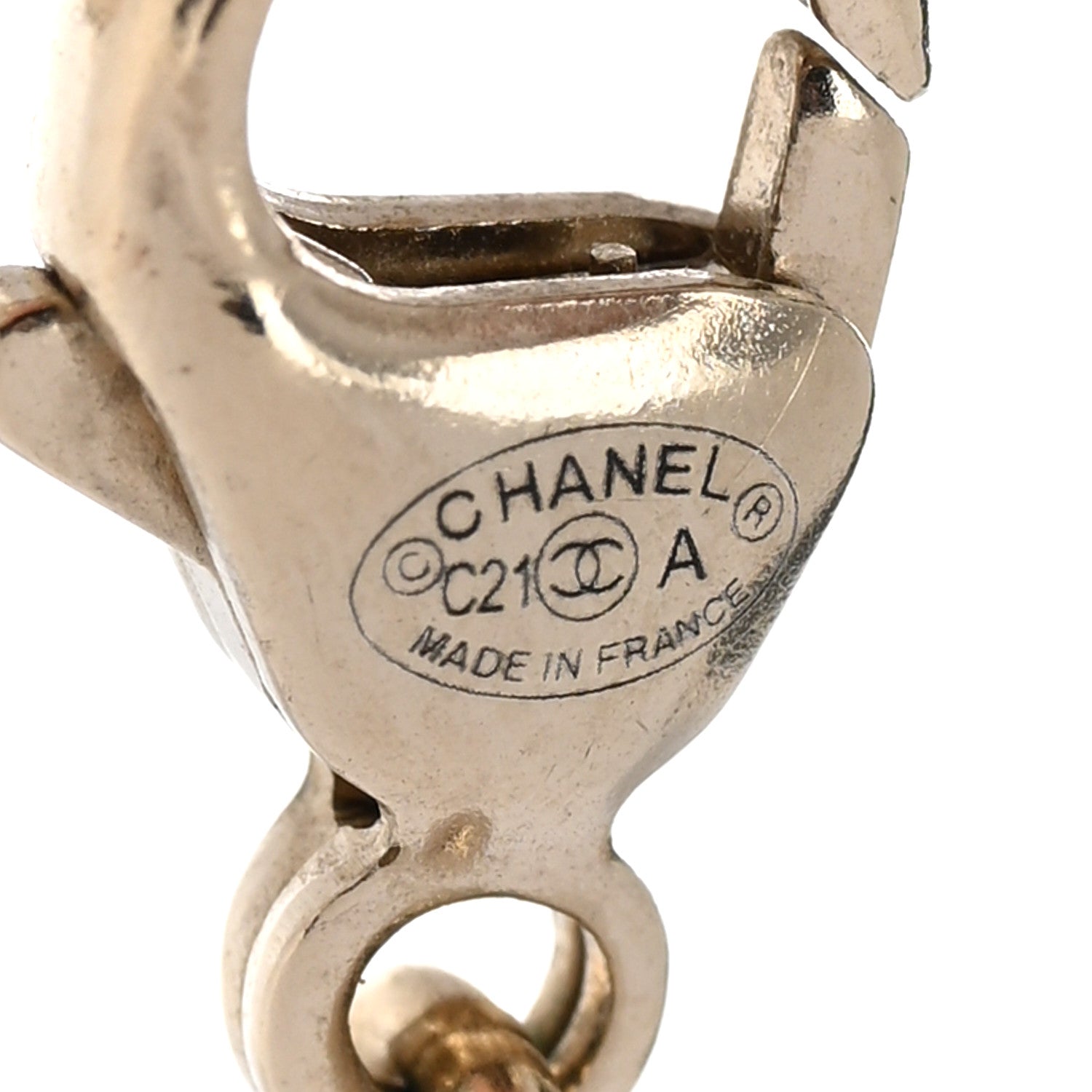Chanel Metal Pearl Crystal CC Textured Pendant Necklace Gold 6 of 7