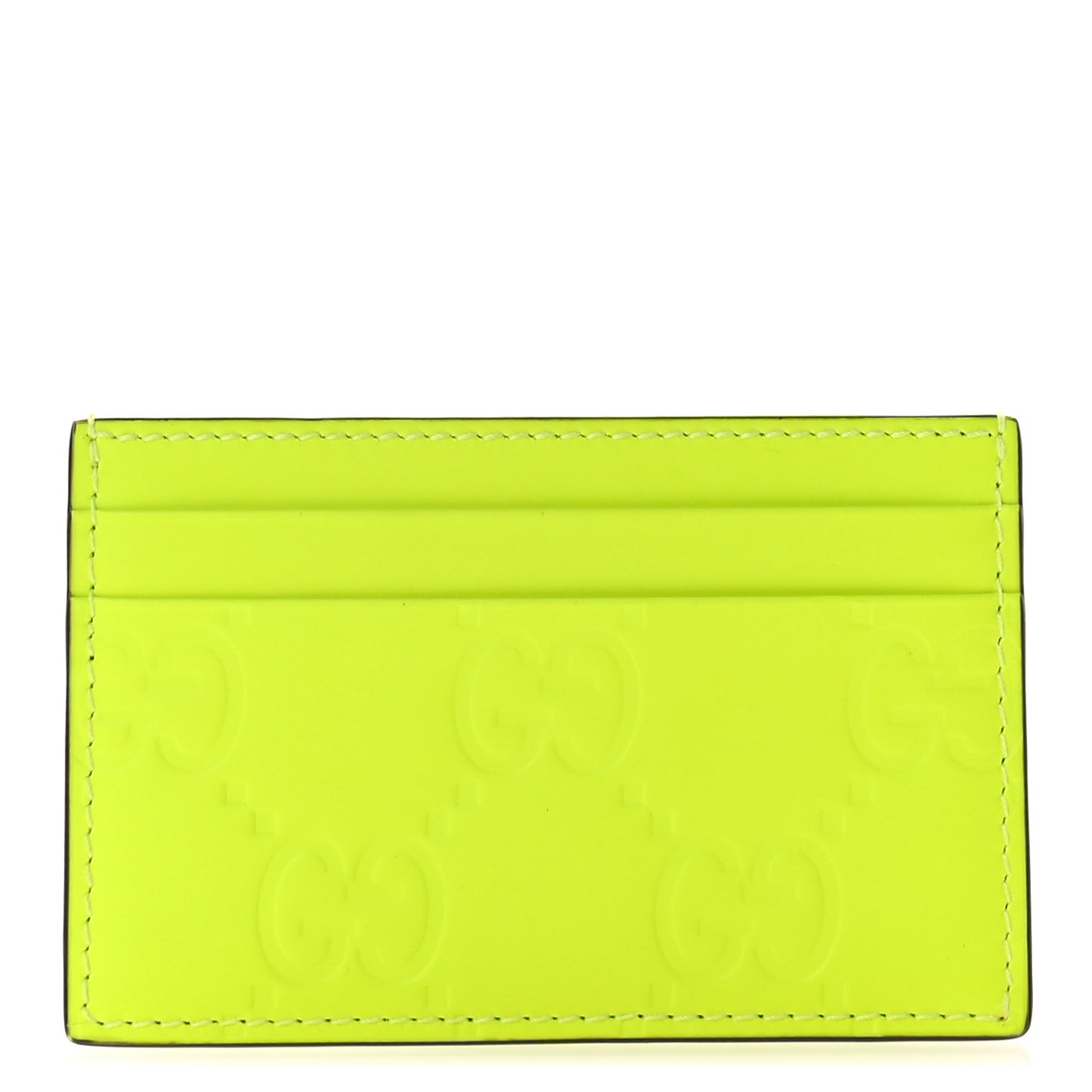 Rubber Effect GG Embossed Card Holder Fluorescent Yellow