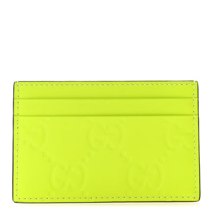 Gucci Rubber Effect GG Embossed Card Holder Fluorescent Yellow 1 of 7