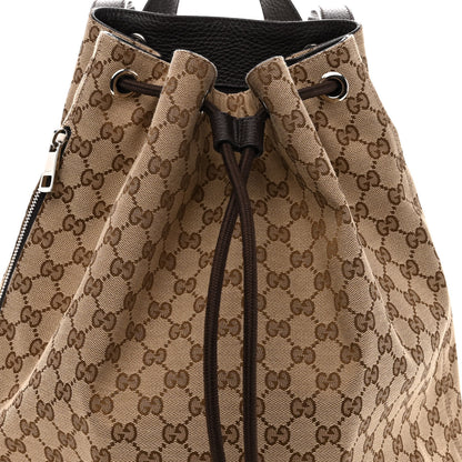 Gucci Monogram Dollar Calfskin O Drawstring Backpack Beige Ebony Testa di Moro Dark Chocolate 7 of 9