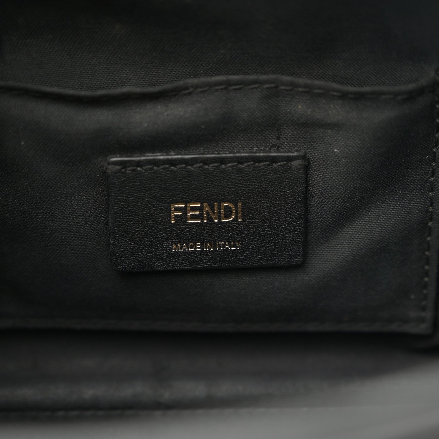Fendi Glazed Fabric Vitello Century F is Fendi FF 1974 Stamp Patch Camera Case Mogano Panna Black 5 of 17
