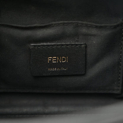 Fendi Glazed Fabric Vitello Century F is Fendi FF 1974 Stamp Patch Camera Case Mogano Panna Black 5 of 17