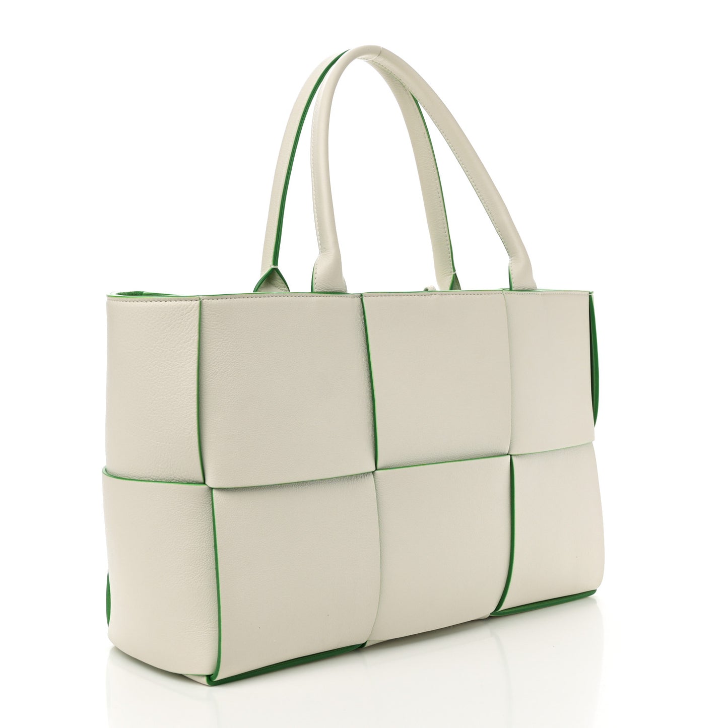 Nappa Maxi Intrecciato Medium Arco Tote White Parakeet