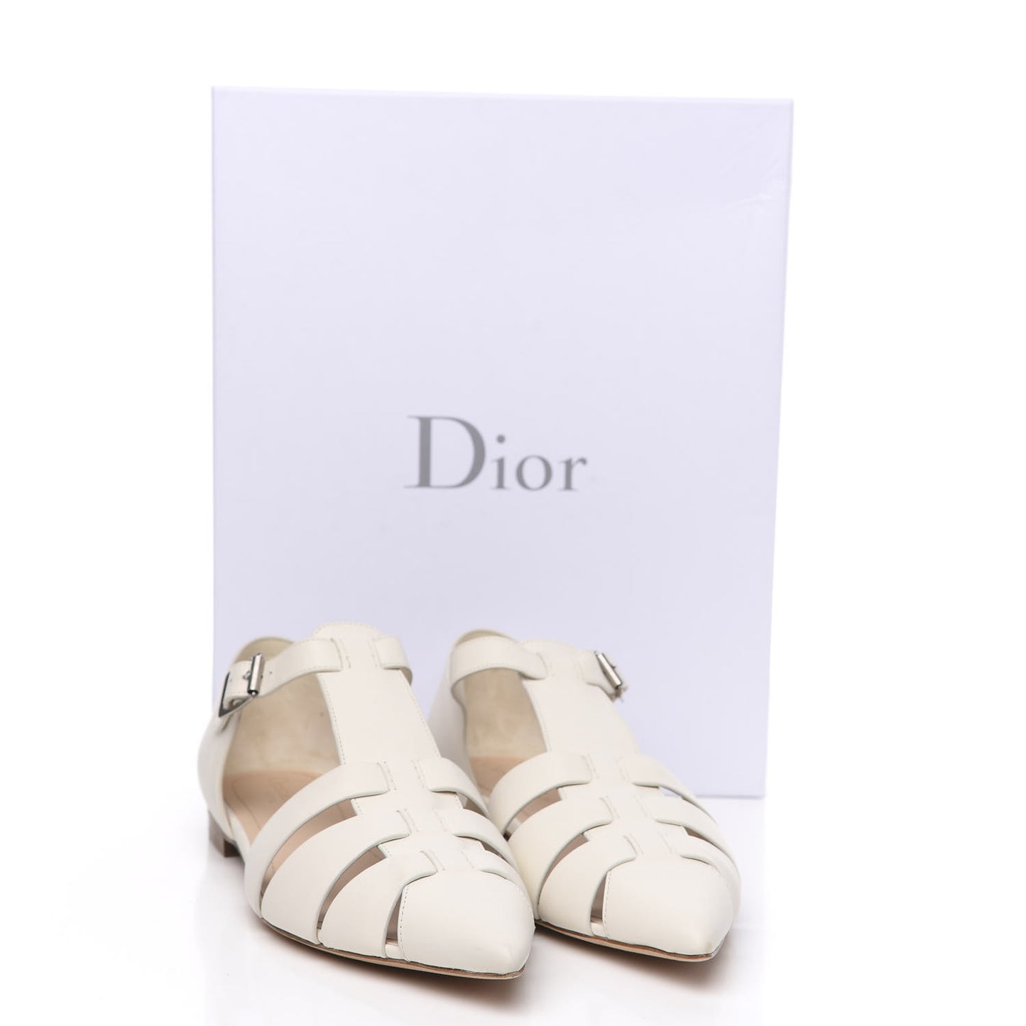 Calfskin Sauvage Ballerina Flat 39.5 Ivory