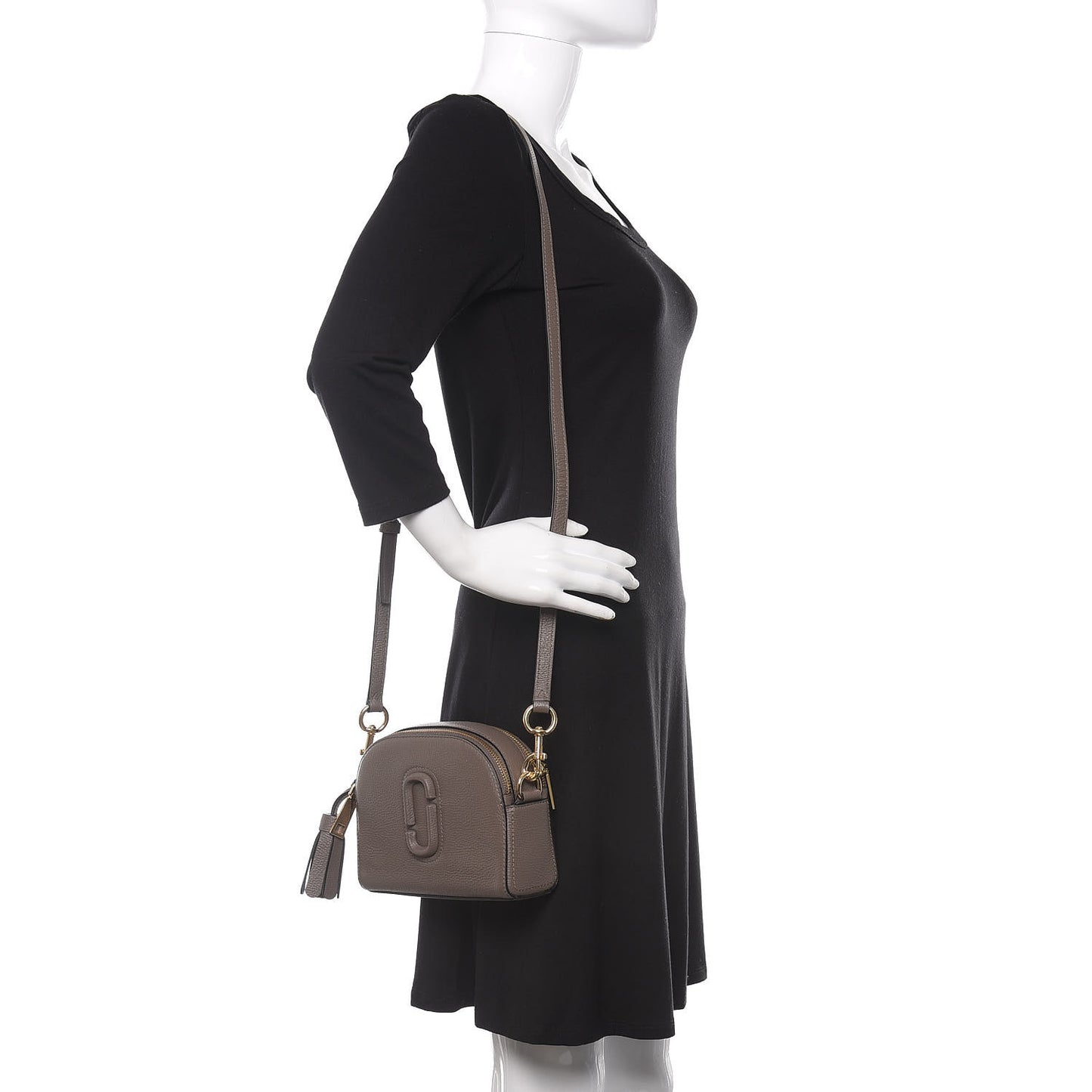 Calfskin Shutter Camera Crossbody Bag Loam Soil