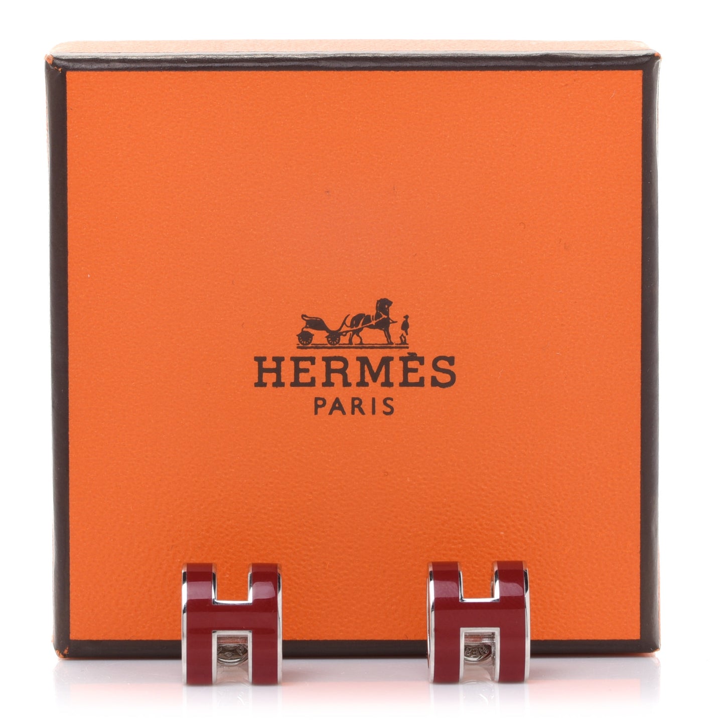 Palladium Lacquered Pop H Earrings Rouge H