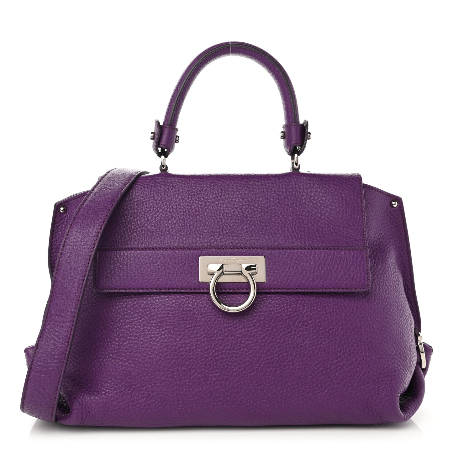 Grained Calfskin Sofia Satchel Purple