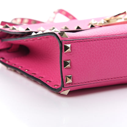 Valentino Garavani Pebbled Calfskin Medium Rockstud Flip Lock Crossbody Bag Pink Orchid 8 of 11
