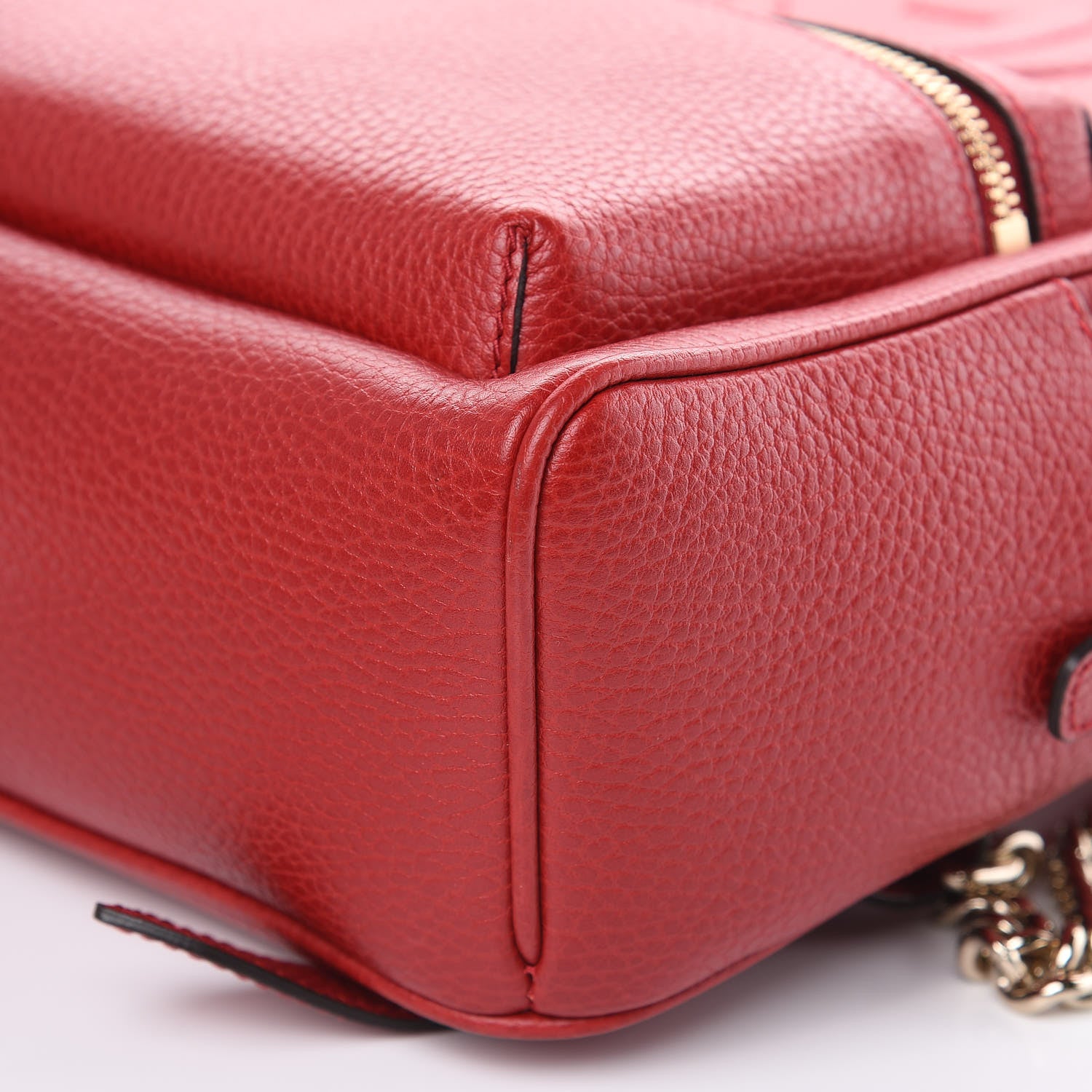 Gucci Pebbled Calfskin Soho Chain Backpack Hibiscus Red 9 of 9