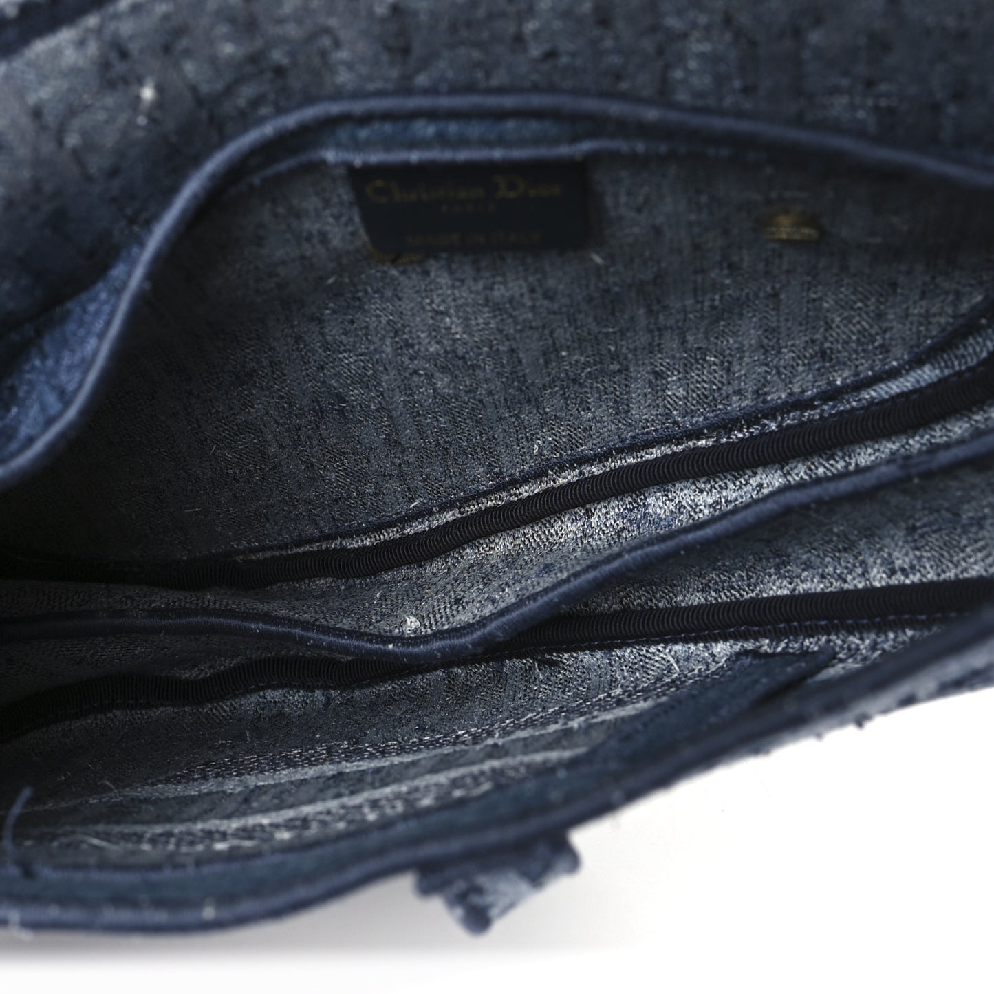 Oblique Embroidered Saddle Bag Denim Blue