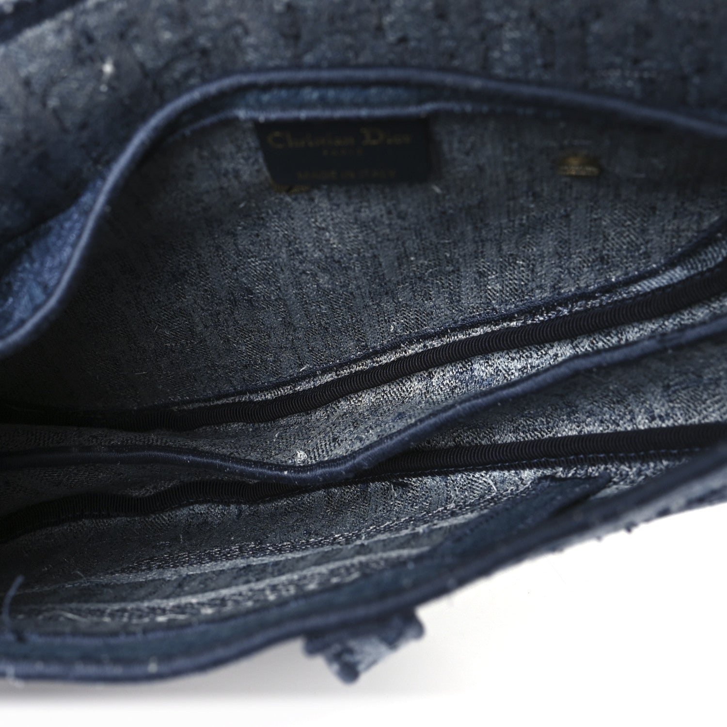 Christian Dior Oblique Embroidered Saddle Bag Denim Blue 5 of 12