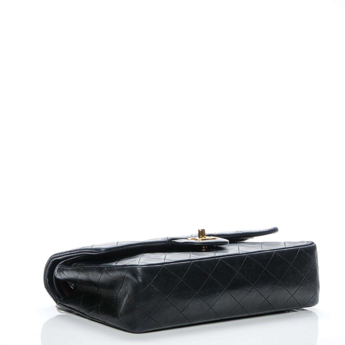 Lambskin Quilted Medium Double Flap Black
