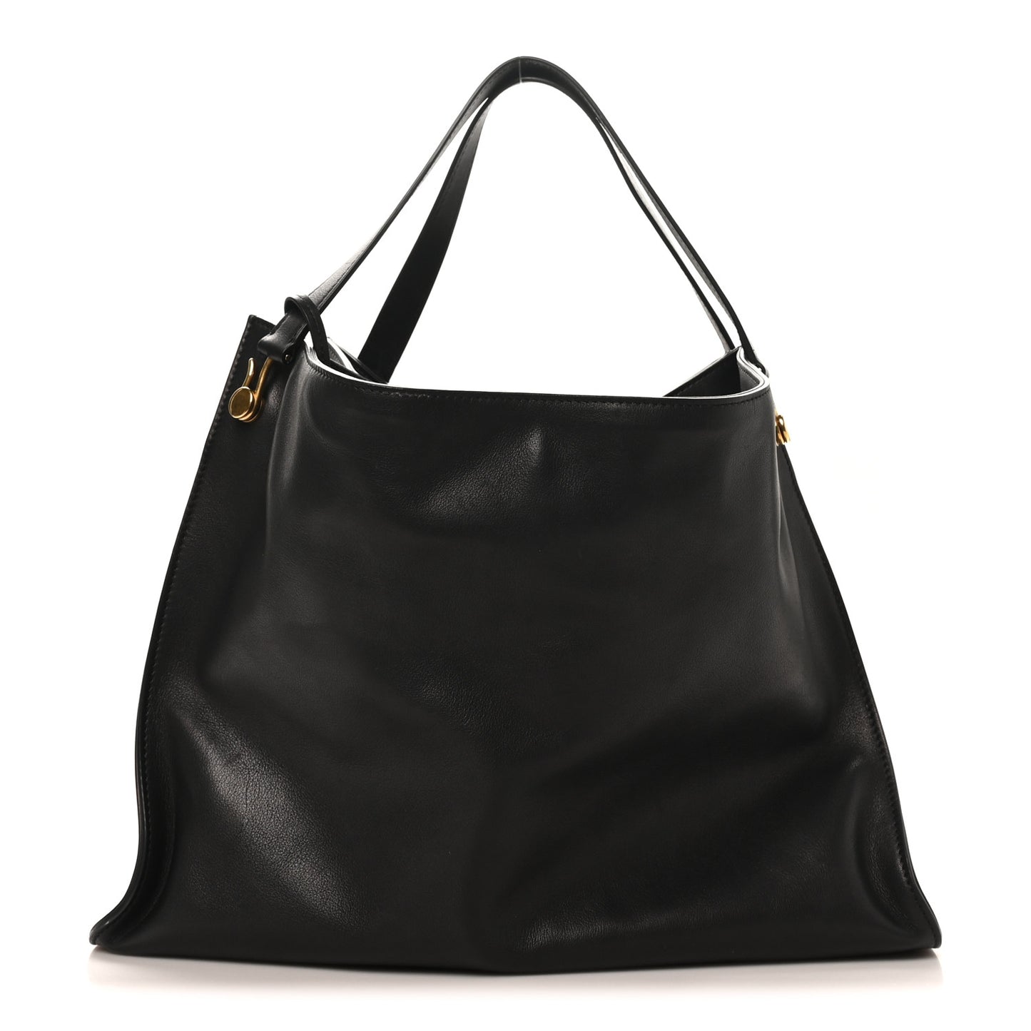 Polished Saddle Calfskin Alexia Bag Black