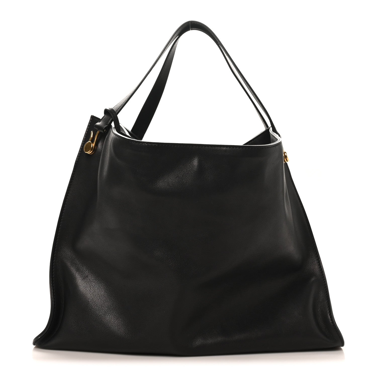 The Row Polished Saddle Calfskin Alexia Bag Black 1 of 10