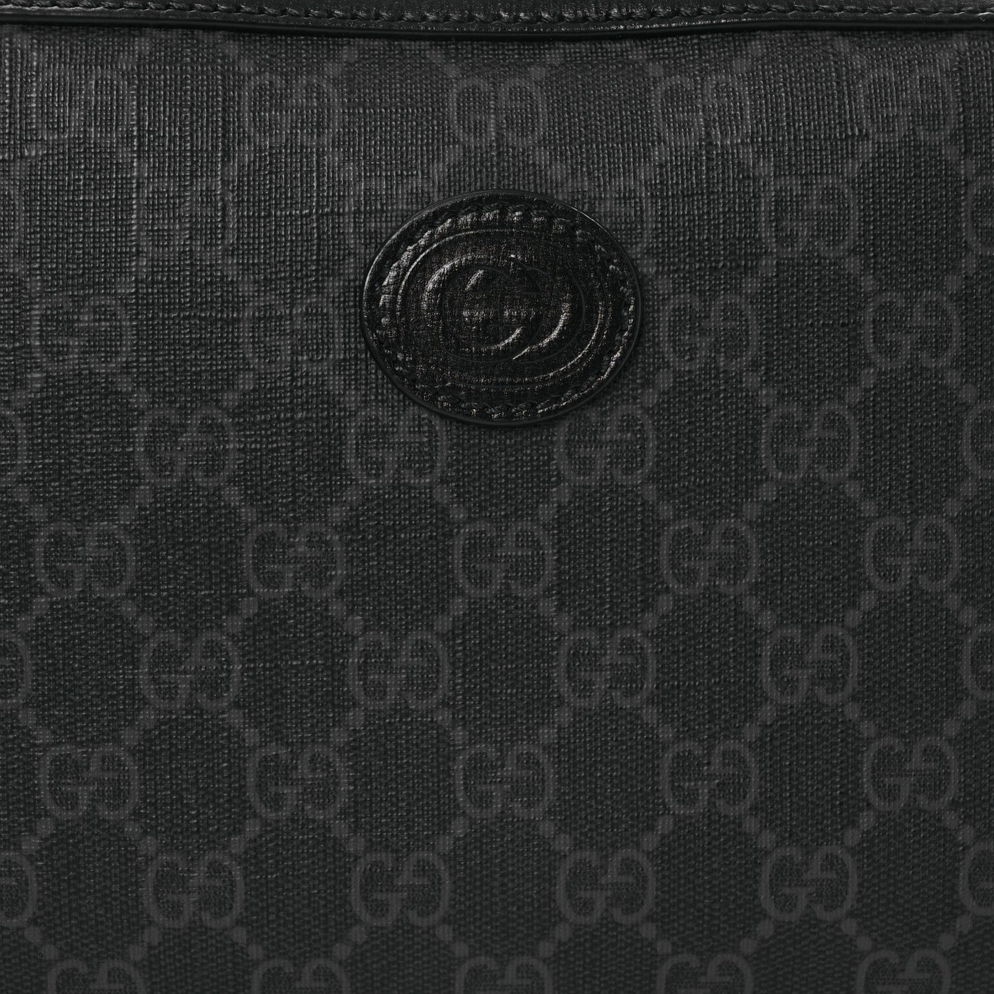 GG Supreme Monogram Azalea Calfskin Retro Interlocking G Wristlet Shoulder Bag Black