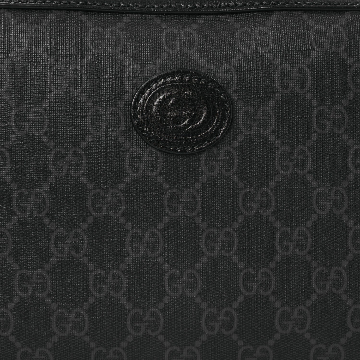 Gucci GG Supreme Monogram Azalea Calfskin Retro Interlocking G Wristlet Shoulder Bag Black 8 of 12