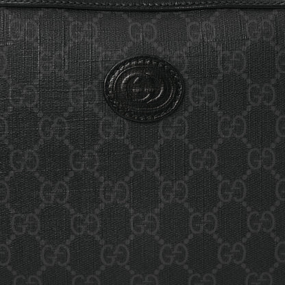 Gucci GG Supreme Monogram Azalea Calfskin Retro Interlocking G Wristlet Shoulder Bag Black 8 of 12