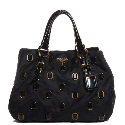 Prada Tessuto Nylon Pietre Jeweled Tote Nero Black 1 of 11