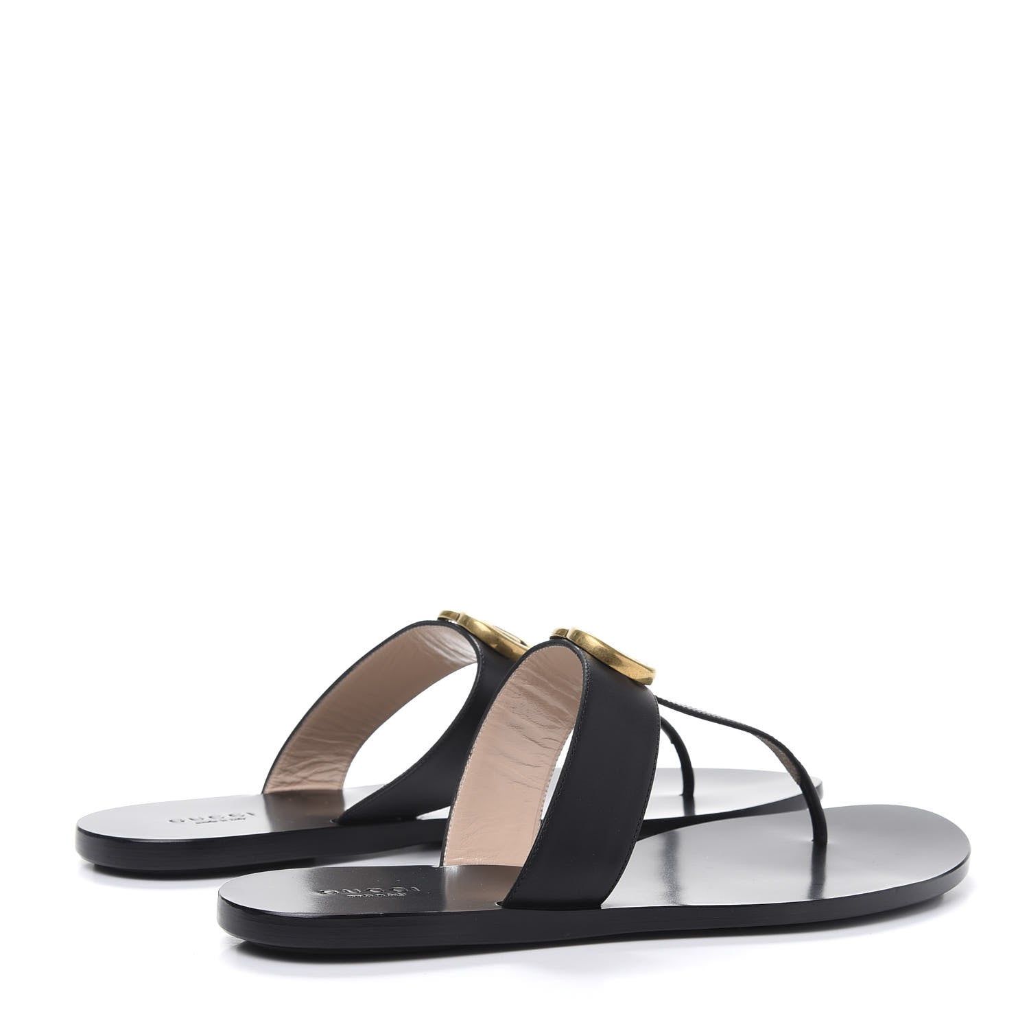 Gucci Calfskin GG Marmont Thong Sandals 39 Black 4 of 7