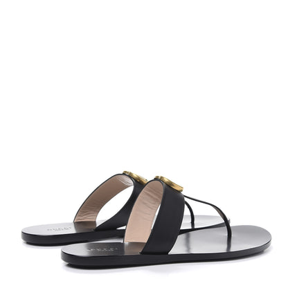 Gucci Calfskin GG Marmont Thong Sandals 39 Black 4 of 7