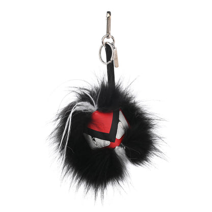 Fendi Vitello Elite Fox Goat Fur Igor Monster Bag Bug Cube Charm Rosso Black White 1 of 5