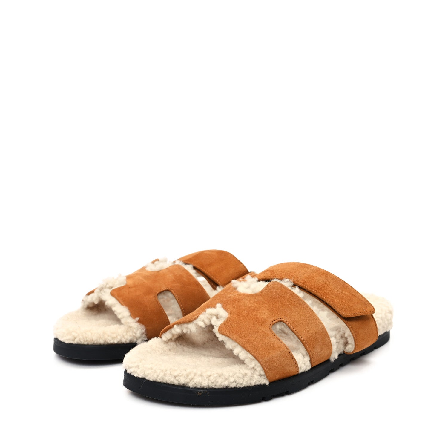 Hermes Suede Goatskin Woolskin Womens Chypre Sandals 40 Nude 4 of 8