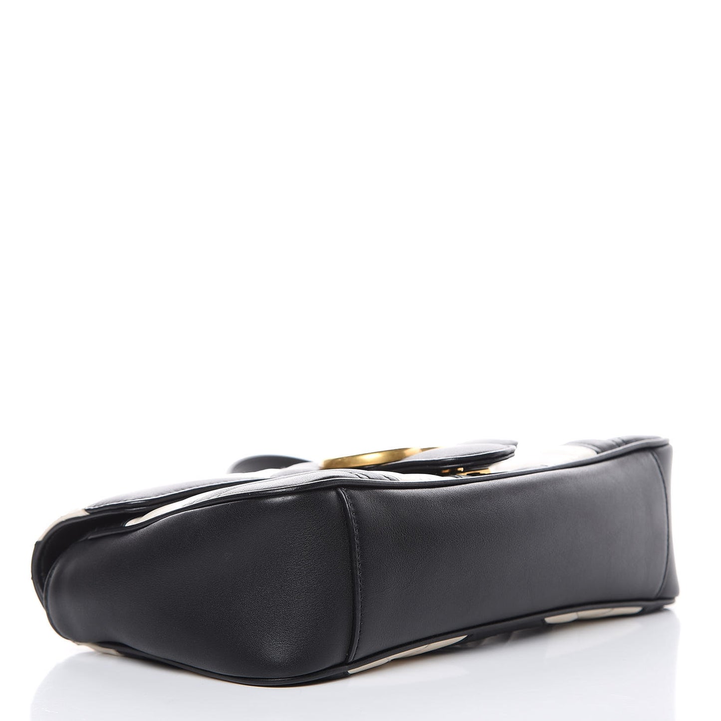 Calfskin Matelasse Small GG Marmont Shoulder Bag Black White