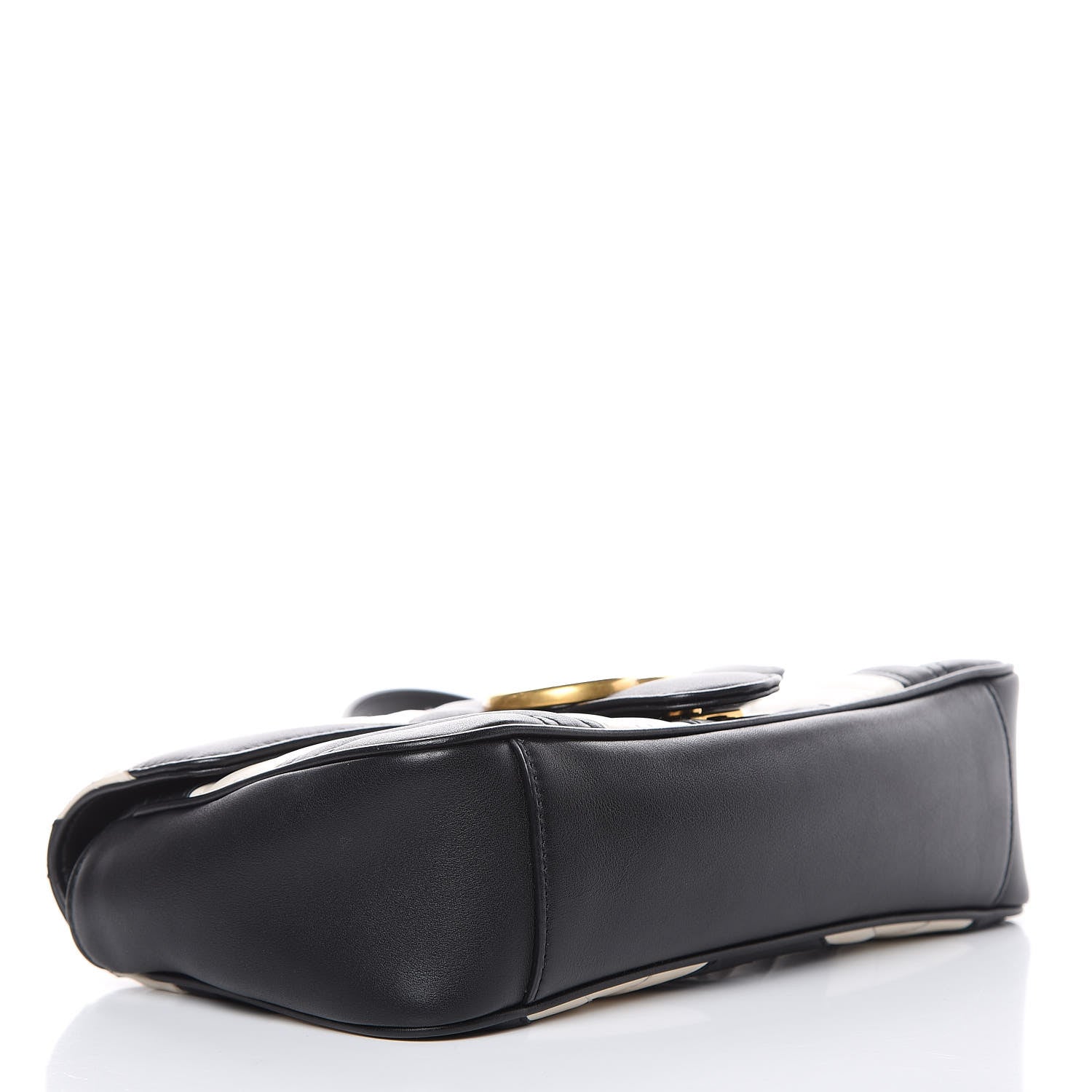 Gucci Calfskin Matelasse Small GG Marmont Shoulder Bag Black White 4 of 15