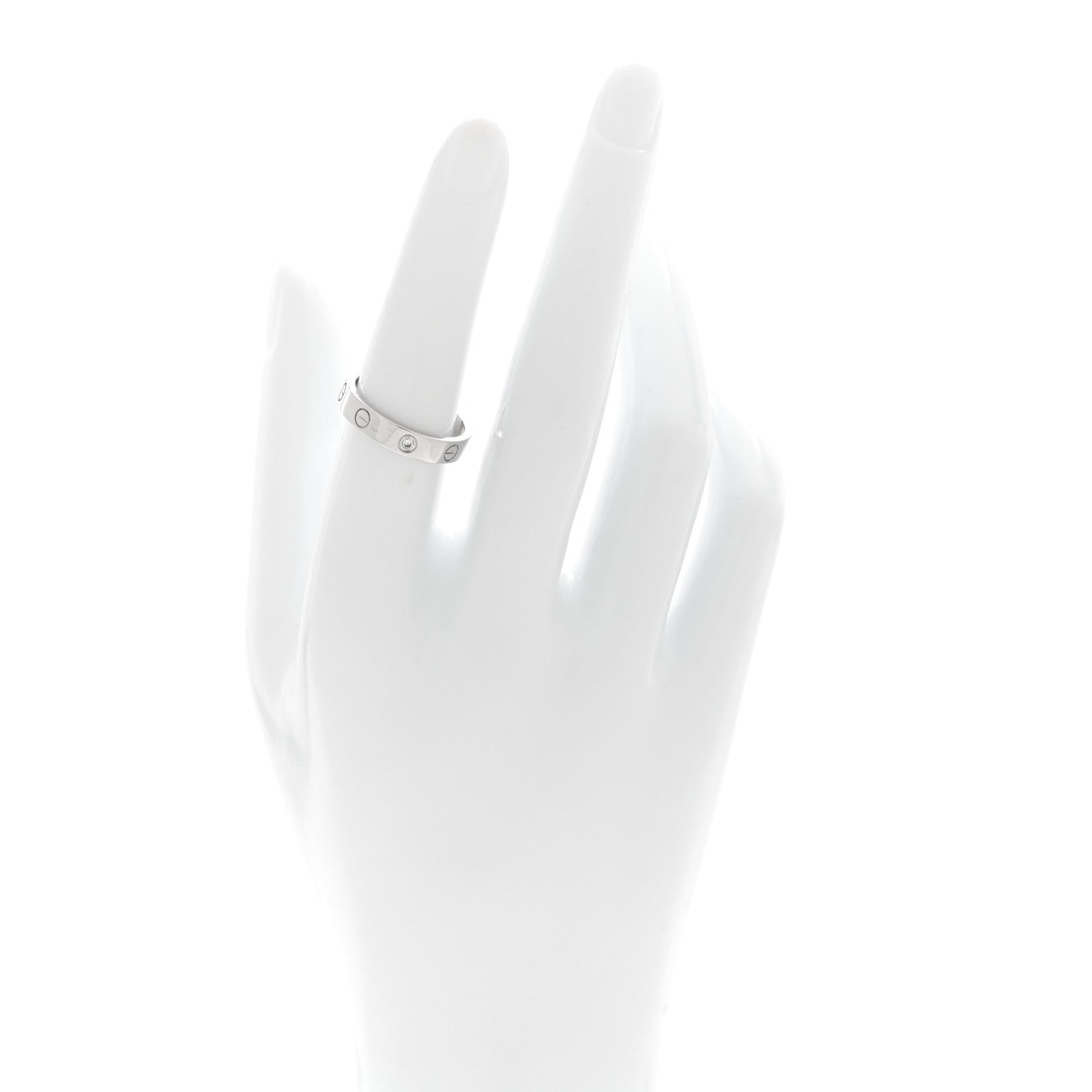 Cartier 18K White Gold Diamond 4mm LOVE Wedding Band Ring 53 6.5 2 of 4