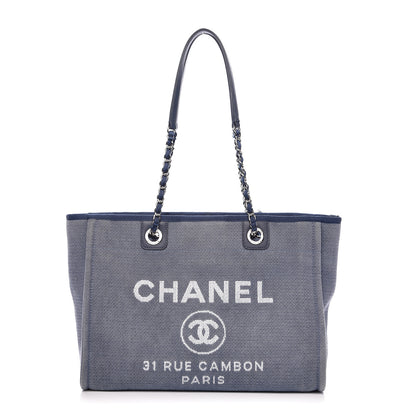 Chanel Canvas Small Deauville Tote Blue 1 of 14
